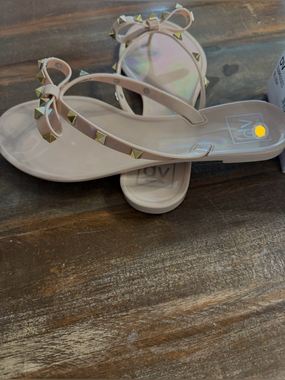 Dolce Vita Women’s Size 8 Sunkissed Blush Studded Jelly Bow Sandals NIB - Picture 2 of 2